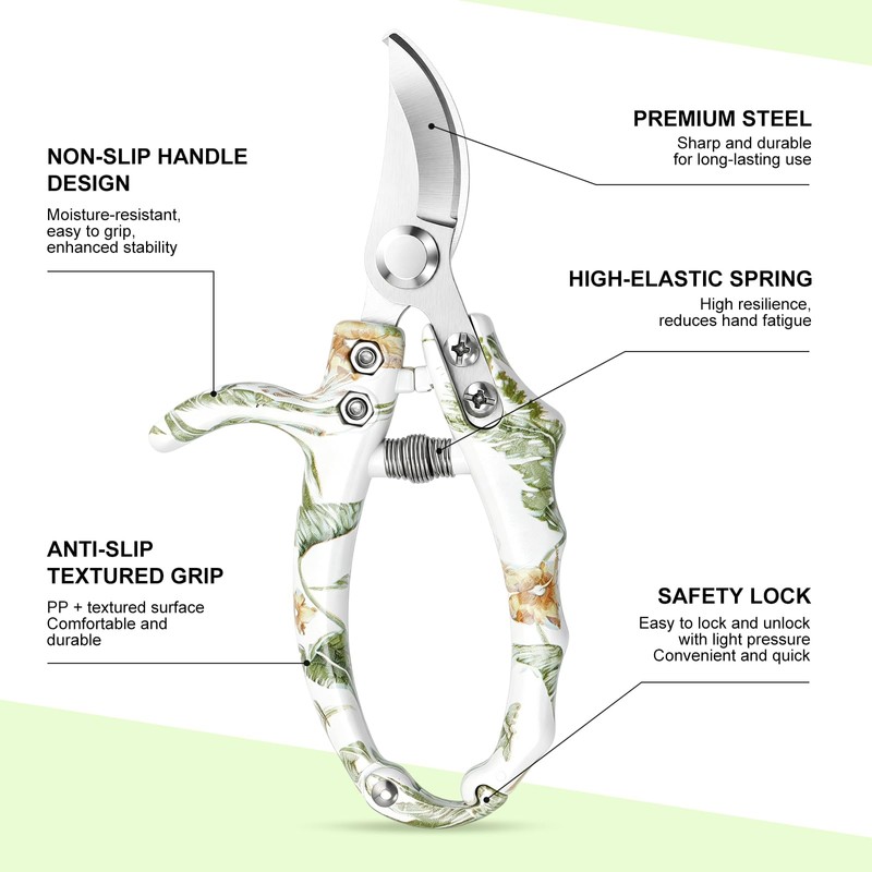 Garden Pruning Shears 2 Pack, Bypass Pruning Shears and Straight