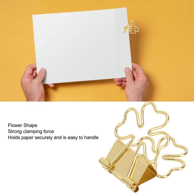 100pcs Flower Shape Binder Clips Strong Clamping Force Metal Cute