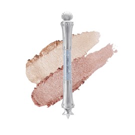 Flower Knows Shell's Jewel 2-in-1 Dual-Ended Highlighter Stick - Creamy Iridescent White for Angelic Glow,Natural Sparkle&Glitter Eyeshadow Stick,Long-Lasting,Glides On Smoothly(01 Vanilla White)