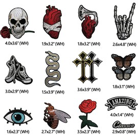 26Pcs Dark Rock Band Embroidery Patches DIY Motif Iron On Or Sew On Patches Appliques for Jeans Jackets Clothes Backpacks