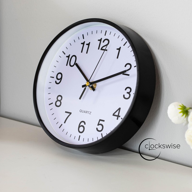 Clockswise Black 8-in Analog Clock Silent, Non-Ticking for Wall, Office