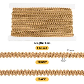 PH PandaHall 15 Yards x 13mm Golden Gimp Braid Trim Embroidery Braid Haberdashery Trimmings Lace Trim Edge Decorative Gold Thread for Home Decoration Costume DIY Crafts Sewing Crafts