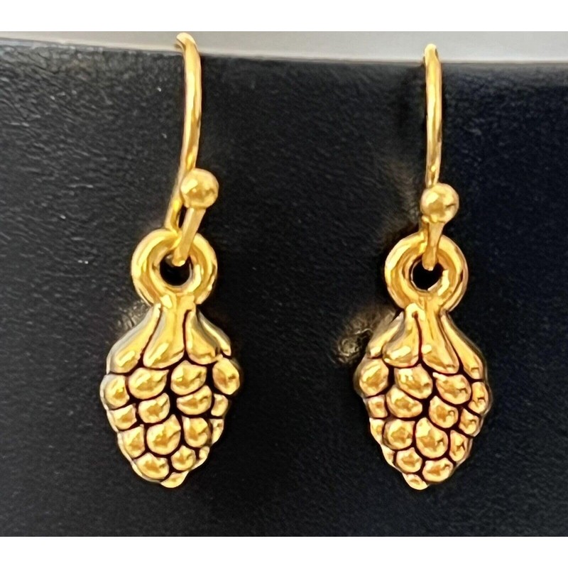 Little Gold Pinecone Earrings Nature Jewelry Earrings for Women #3298FE361