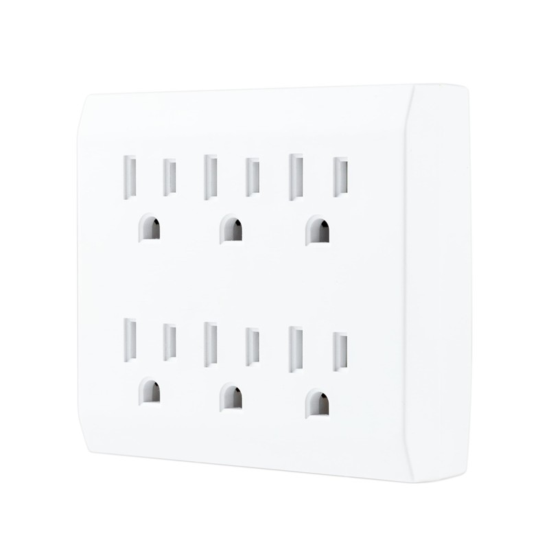 GE 6-Outlet Extender Surge Protector, Tamper-Resistant Safety Outlets, Automatic Shutdown