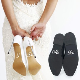 P015 Shoe Stickers Wedding Set Shoe Stickers "I Do" and "Me Too" for Bride and Groom Stickers Shoe Stickers (Gold)