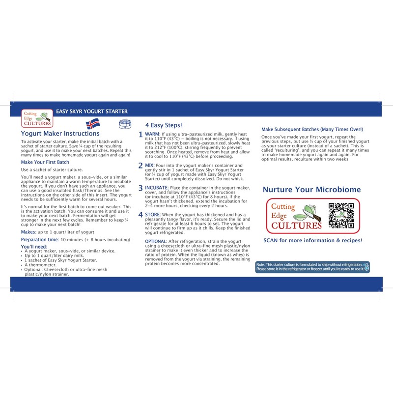 Easy Skyr Yogurt Starter by Cutting Edge Cultures Creamy, Healthy,