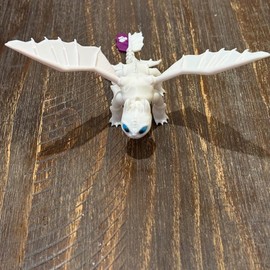3D Printed Dragon (Toothless), Similar toNight Fury and Light Fury | Fully Articulating Dragon Figurine with Moveable Wings | Poseable - Version: Light Fury Multi-Color