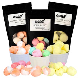 Sweetzo Freeze Dried Candy, Salt Water Taffy, Sour, Orange Cream, and Buttered Popcorn, Fluffy and Soft, 5.4 Total Ounces (Pack of 3)