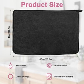 Rairsky Pack of 3 Shiny Bath Drying Towel XXL, Fast Dry Drying Towel 40 x 60 cm, Shower Cubicle Cloth for Water Removal, Shiny Wipes Bath Drying Cloth, for Water Removal in Shower and Bathroom (Black)