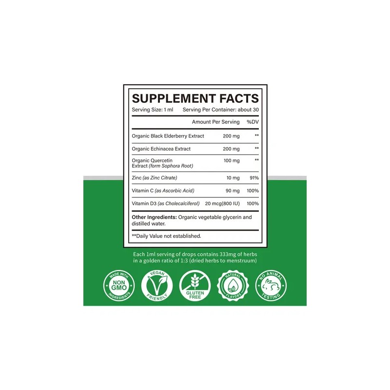 Cofure Gotas Líquidas Zinc Quercetina Vitamina C D3 1oz