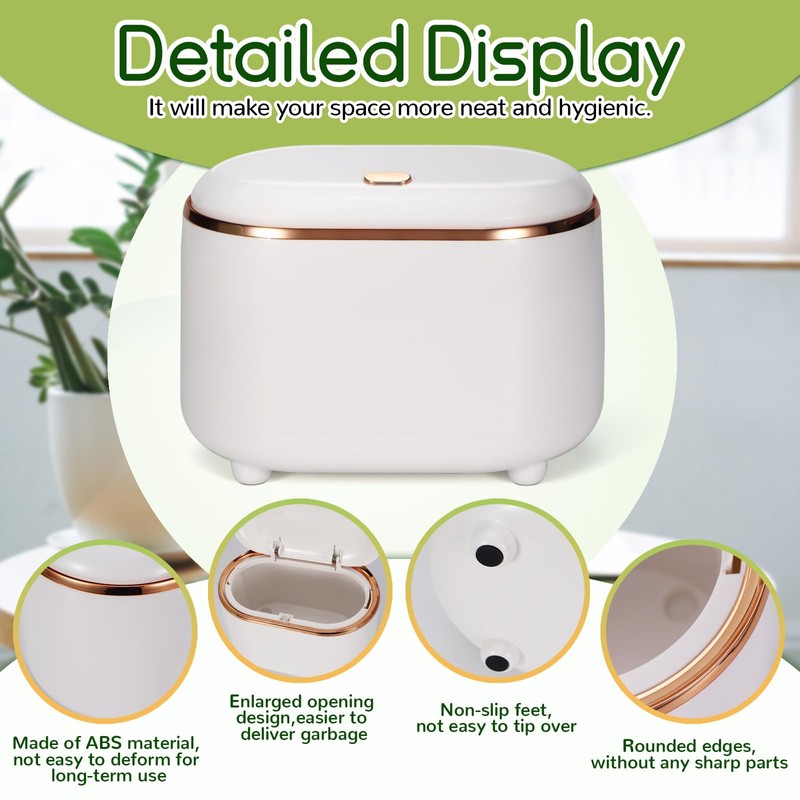 Realand Mini Trash Can for Desk with 200 Trash Bags,