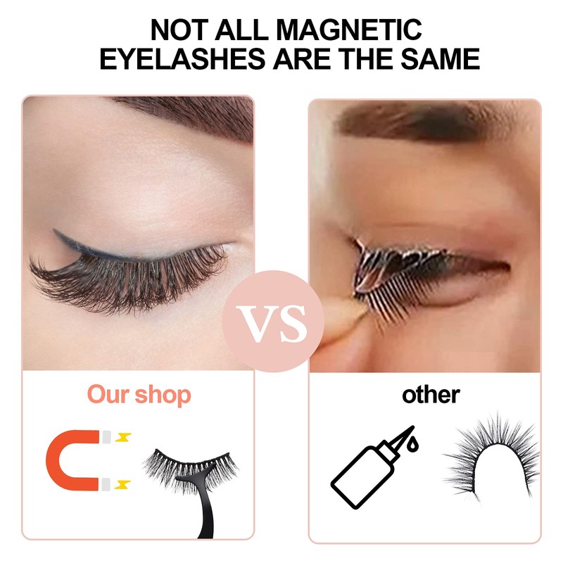BILEYCHA Upgrade 3D Natural Magnetic Eyelashes,Lightweight Magnetic Eyeliner and Eyelashes