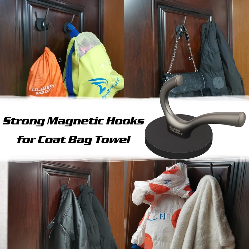 ULIBERMAGNET Strong Magnetic Double Hooks, 2-Pack Heavy Duty Heavy Duty