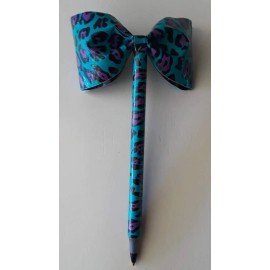 Blue Leopard Duct Tape Bow Pen handmade duck animal wild