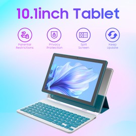 RUIQIAI Tablet Android 15, 2 in 1 Tablets 10 inch with Keyboard Mouse Case Stylus, 8GB+64GB+1TB Expand, 1280 * 800 IPS Touch Screen Computer, 5G WiFi 6, L1, Long Battery Life Tablet （Green）
