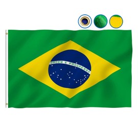 Brazil Flag 3 x 5 Foot【Fly Breeze】, Quadruple Stitched 100D Heavy Polyester Brazil Flag with Brass Grommets, Vivid Color & UV Fade Resistant, Canvas Header & Double Stitched
