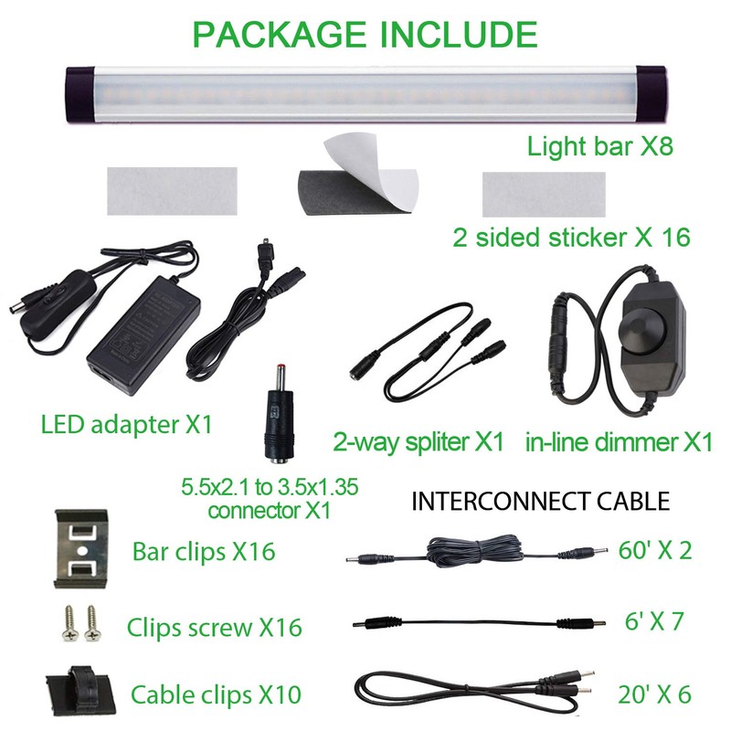 AIBOO LED Under Cabinet Lighting Kit, Plug in Strip Lights