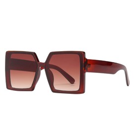 QUINTRA Catwalk for Women Men Popular Large Frame Polarized Sunglasses Retro Fashion Sunglasses Glasses Aviator Sunglasses, coffee, One Size