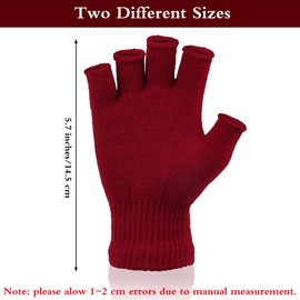 URATOT 12 Pairs Winter Half Finger Gloves - Unisex Fingerless Knit Solid Typing Warm Stretchy Gloves for Men Women