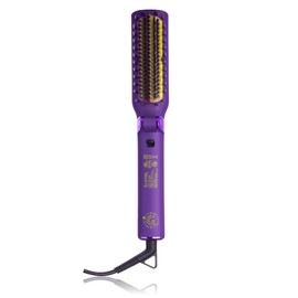 Glister Folding Hair Straightener Brush, Hair Brush for Hair Straightening, Volumizer, Fringe Curler, Hair Styling Comb with Adjustable Temperature- Violet Crush (Purple)