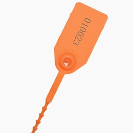 Etiquetas de seguridad de plástico de 25 cm, a prueba de manipulaciones, autobloqueantes, para señalización, ataduras numeradas, color naranja, paquete de 100 unidades