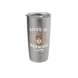 Valentines Day Vintage Love is Brewing Coffee Lover Stainless Steel Insulated Tumbler
