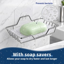 2 Pack soap Holder Shower, Adhesive soap Dish for Bathroom Whit soap Saver