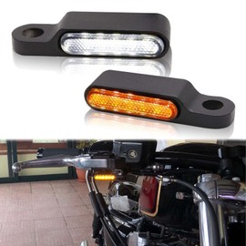 Rich Choices Handlebar LED Turn Signals Mini Motorcycle Blinkers Front Running Light Universal Compatible with Harley Sportster Dyna Honda Shadow Kawasaki Vulcan Yamaha V-Star Road Star