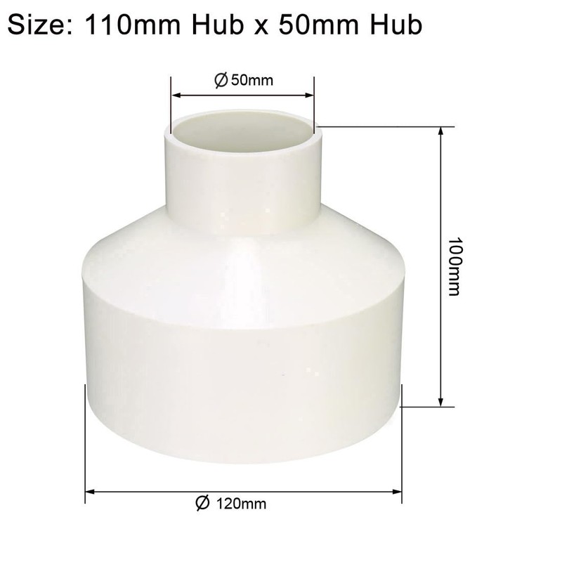 sourcing map 110mm x 50mm PVC Reducing Coupling Hub by