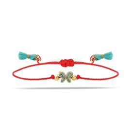 Lucky Charm String Bracelet - Adjustable RED String and Butterfly Charm Bracelet - Friendship, Protection, and Good Luck Jewelry (Red, Butterfly) Wish Bracelet for someone special