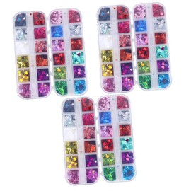 FOMIYES 3sets Heart Rhinestones Sticker Nail Glitter Sequins Hearts Scale Shaped Sequins for Nail 2boxes*3