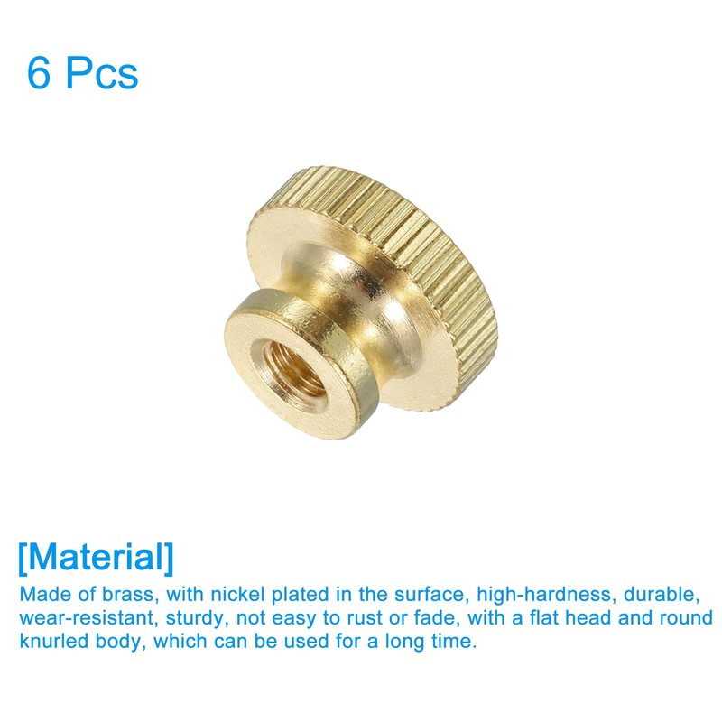 sourcing map Knurled Thumb Nuts, 6Pcs M5 x D16mm x