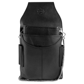 LEONARDO VERRELLI Waiter Wallet Made of Leather, Waiter Purse, Taxi, Service for Men and Women, Wallet with or without Holster, Pocket with Chain and Large Coin Compartment, Black
