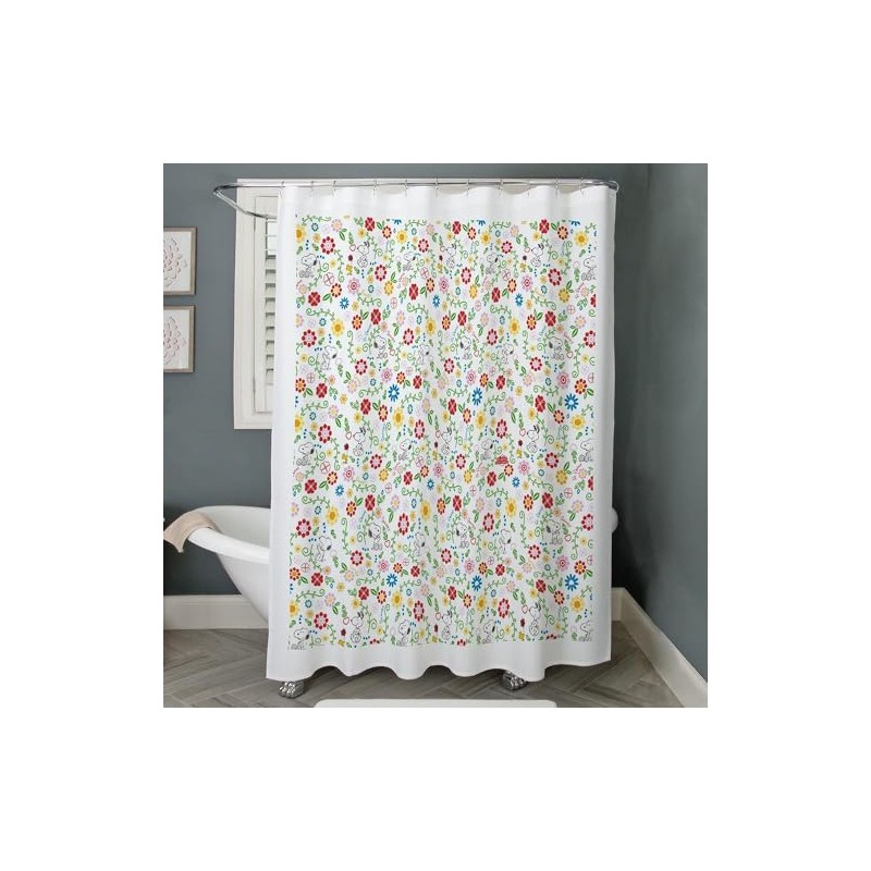 CafePress Peanuts Snoopy Spring Pattern Decorative Fabric Shower Curtain