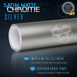 Solutions 60"x72" In Silver Satin Matte Chrome Metallic Vinyl Wrap Sticker Air Bubble Free
