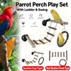 AIMALL Wooden Parrot Climbing Ladder and Swing Toy Set, Cage-Mount