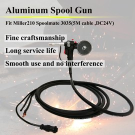 HQHAOTWU Spool Gun Aluminum Welding Spool Gun Fits Miller 210 Spoolmate 3035(5M Cable, DC24V) Aluminum Welding Torch Welder Tool with 10PCS 0.8mm Conductive Nozzles