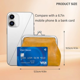 Energather 2pcs Coin Purse, PU Leather Coin Purses for Women and Girls, Exquisite Mini Purse Ladies Small with Kiss Lock for Shopping, Travel, Dating, Red + Yellow, S, Casual