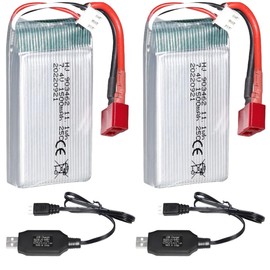 ERYNK 2 Pack 7.4V 1500mAh 903462 25C for Wltoys A959-B A969-B A979-B K929-B WLtoys 4WD High Speed RC Cars and Most 1/10, 1/12, 1/16 Scale RC Cars Trucks Rechargeable Li-ion Battery with T