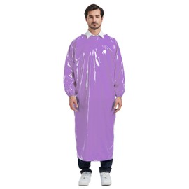 Nanxson Unisex Waterproof Long Sleeve Apron TPU Eco Friendly Kitchen Work Apron Meat Apron Butcher Apron, purple