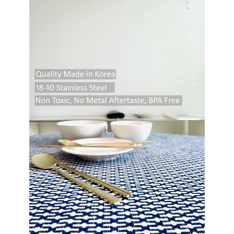 cozymomdeco Korean Made Traditional Utensil Flatware Simple Design Gold Color