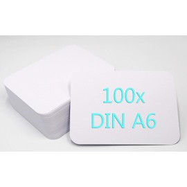 DIN A6 Postcards Index Cards Set Blank for DIY Choice of Envelopes and Round Corners (White Matt Round 350 g/m², 100 Cards without Envelopes)