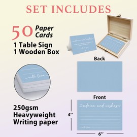 Advice and Wishes Cards Box, 50 Pcs Birthday Wedding Baby Shower Advice Cards, Well Wishes Box for Birthday Party Graduation Bridal Shower Retirement Party, Anniversary(Minimalism) -B05