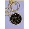 Zodiac Gold Mystical Gem Zodiac Keyring SAGITTARIUS Constellation Charm Star