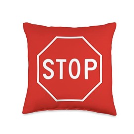 STOP SIGN ROAD TRAFFIC HIGHWAY SIGNAL SCHOOL CROSSING GUARD Throw Pillow