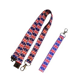Inking House Union Jack Lanyard Key tag SET - Keyring Luggage Tag Zipper Pull Bag UK GB Great Britain, Red, Red, WIDTH: 20 MM LENGTH: 45 CM, KEY TAG: 20 X 2 CM
