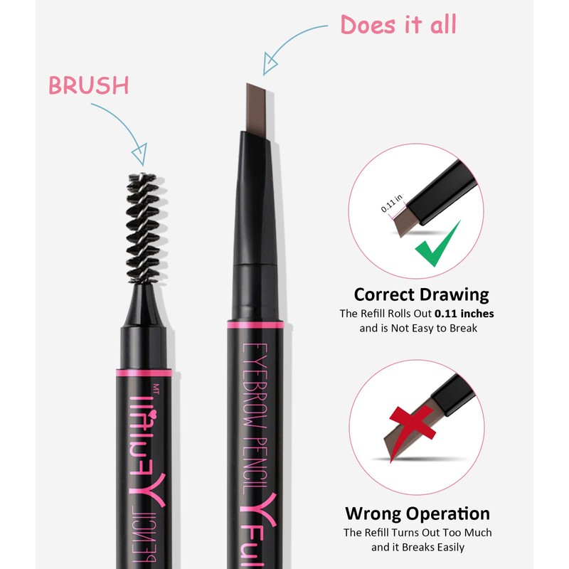 YFulfill Eyebrow Pencil Dark Brown Waterproof, Eye Brow Pencil Dark