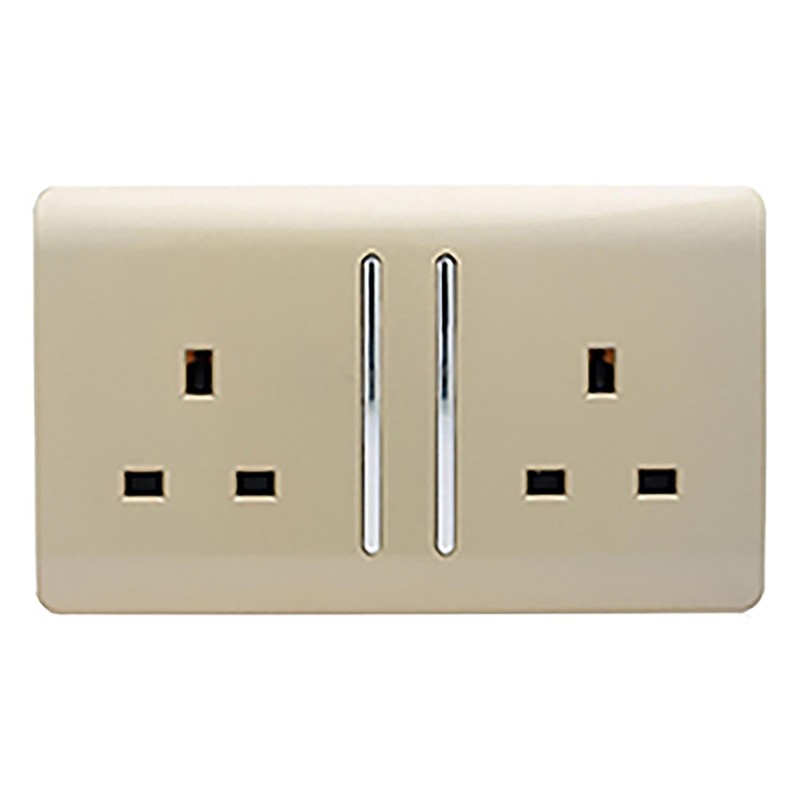 Trendi 2 Gang Artistic Modern Glossy 13 Amp Switched Tactile
