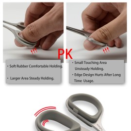 PAFASON Stainless Steel Mustache Beard Facial Nose Hair Trimming Scissor Set with Safety Cover and Leather Pouch