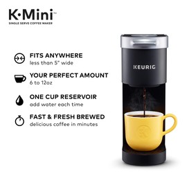 Keurig K-Mini Coffee Maker, Single Serve K-Cup Pod Coffee Brewer, 6 to 12 oz. Brew Sizes, Black